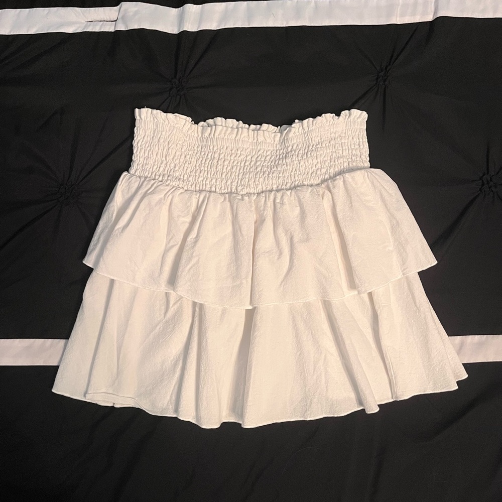 White Tiered Mini Skirt
